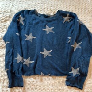 Blue Star Pattern Cropped Sweatshirt